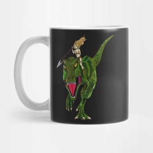 Girl Riding Dinosaur T Rex Mug